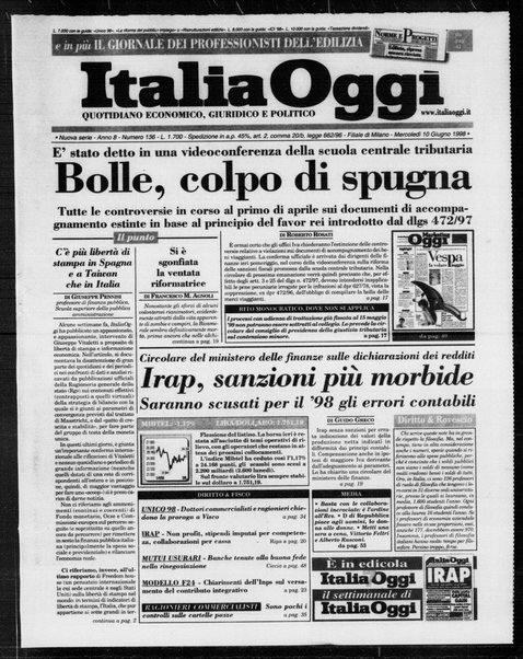 Italia oggi : quotidiano di economia finanza e politica